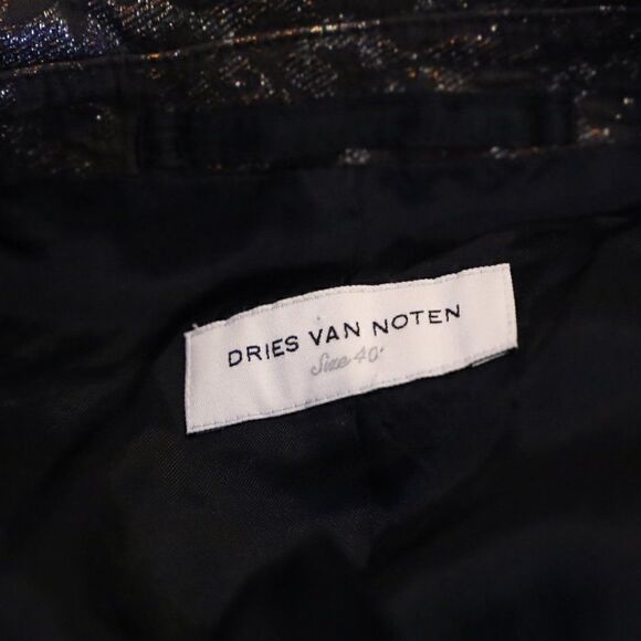 Dries Van Noten Brocade Floral Silk Blend Metallic Wrap/Tie Blazer Sz 8 - Picture 3 of 8